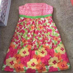Pink and Green Lilly Pulitzer Strapless Dress